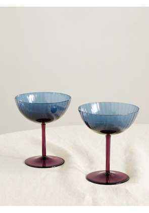 La DoubleJ - Set Of Two Murano Glass Champagne Coupes - Blue - One size