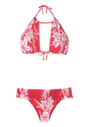 Amir Slama ruffled floral-print bikini set - Red