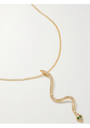 Ileana Makri - Lucky Snake 18-karat Gold, Diamond And Tsavorite Necklace - One size