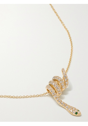 Ileana Makri - Curled Snake 18-karat Gold, Diamond And Tsavorite Necklace - One size