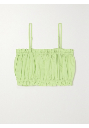 MAISON ESSENTIELE - + Net Sustain Cropped Gathered Cotton And Linen-blend Camisole - Green - x small,small,medium,large,x large