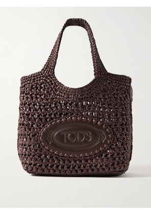 Tod's - Mini Leather-trimmed Woven Raffia Tote - Brown - One size