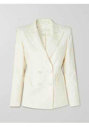 BLAZÉ Milano - First Class Charmer Double-breasted Silk-trimmed Wool Blazer - Cream - 00,1,2,3,4