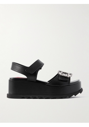 Roger Vivier - Crystal-embellished Leather Platform Sandals - Black - IT36,IT37,IT38,IT39,IT40,IT41,IT42