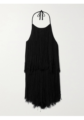 Altuzarra - Delphinia Fringed Open-knit Cotton And Silk-blend Halterneck Sweater - Black - x small,small,medium,large,x large
