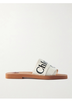 Chloé - Woody Logo-print Canvas Slides - White - IT34,IT35,IT36,IT37,IT38,IT39,IT40,IT41,IT42