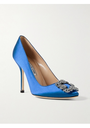 Manolo Blahnik - Hangisi 105 Crystal-embellished Satin Pumps - Blue - IT34,IT35,IT35.5,IT36,IT36.5,IT37,IT37.5,IT38,IT38.5,IT39,IT39.5,IT40,IT40.5,IT41,IT41.5,IT42,IT42.5,IT43