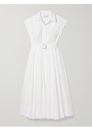 Cara Cara - Octavia Belted Pleated Cotton-poplin Midi Shirt Dress - White - US0,US2,US4,US6,US8,US10,US12