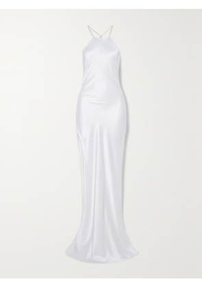 MICHAEL LO SORDO - Charlie Crystal-embellished Silk-satin Halterneck Gown - White - UK 4,UK 6,UK 8,UK 10,UK 12,UK 14