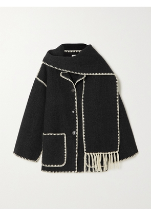 TOTEME - Draped Fringed Wool-blend Jacket - Gray - DK32,DK34,DK36,DK38,DK40