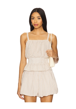 BLANKNYC Gingham Top in Beige. Size L. Also in M, S.