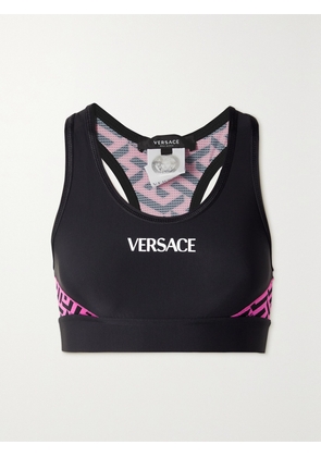Versace - La Greca Printed Stretch Sports Bra - Black - 1,2,3,4