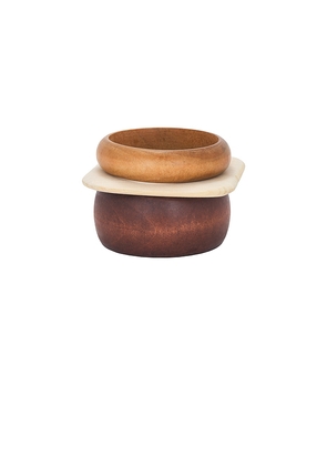 Epifene Multi Colored Wooden Bangles Set Of 3 in Brown.