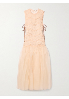 Zimmermann - Illuminate Macramé And Tulle-trimmed Gathered Silk-organza Gown - Orange - 00,1,2,3,4