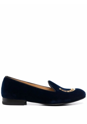 Scarosso Myrtle embroidered velvet loafers - Blue