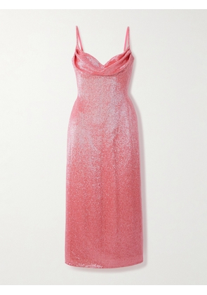 Wiederhoeft - Maggi Draped Beaded Tulle Gown - Pink - US2,US4,US6,US8