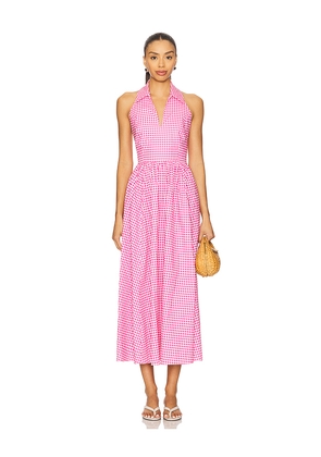 CAROLINE CONSTAS Aya Midi Dress in Pink. Size M. Also in S.