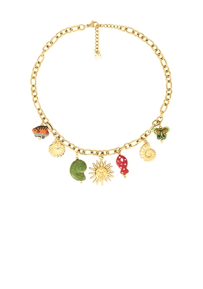 BRACHA Key Lago Charm Necklace in Metallic Gold.