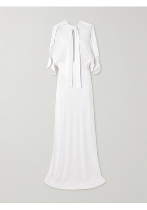 16ARLINGTON - Elian Tie-neck Draped Stretch-jersey Maxi Dress - White - UK 4,UK 6,UK 8,UK 10,UK 12,UK 14,UK 16