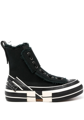 Y's frayed-trimmed high-top sneakers - Black