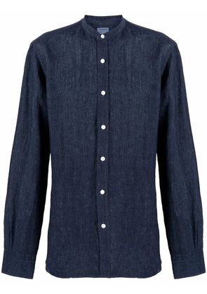 Barba band-collar linen shirt - Blue