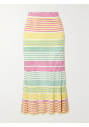 RIXO - Kelly Striped Ribbed-knit Midi Skirt - Yellow - UK 6,UK 8,UK 10,UK 12,UK 14,UK 16,UK 18,UK 20