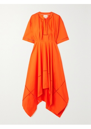 Roksanda - Talita Asymmetric Organic Cotton-poplin Midi Dress - Orange - UK 6,UK 8,UK 10,UK 12,UK 14,UK 16,UK 18,UK 20