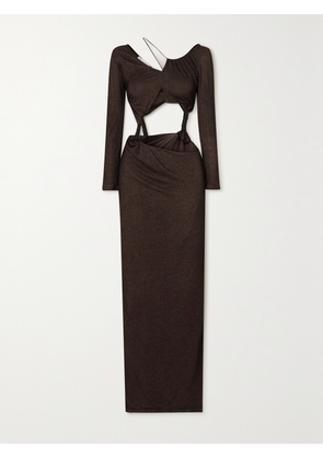 Christopher Esber - Asymmetric Cutout Silk-jersey Maxi Dress - Brown - UK 6,UK 8,UK 10,UK 12,UK 14