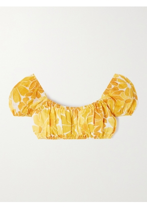 Faithfull - Harlow Cropped Floral-print Linen Top - Yellow - x small,small,medium,large,x large,xx large