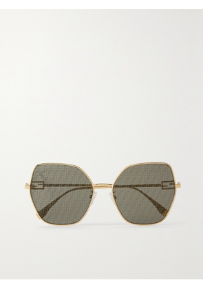 Fendi Eyewear - Hexagon-frame Gold-tone Sunglasses - One size