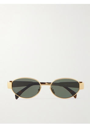 CELINE Eyewear - Oval-frame Gold-tone And Tortoiseshell Acetate Sunglasses - One size