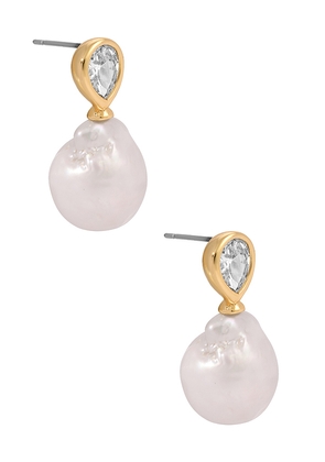 Ettika Single Pearl Drop Earrings in Ivory.