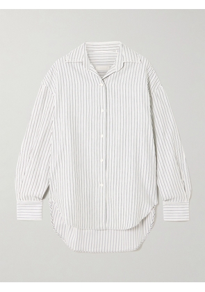 Faithfull - En Vau Embroidered Striped Cotton-blend Shirt - Off-white - x small,small,medium,large,x large,xx large