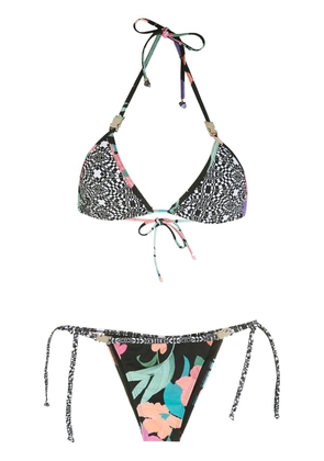 Amir Slama print Hibiscus bikini set - Black