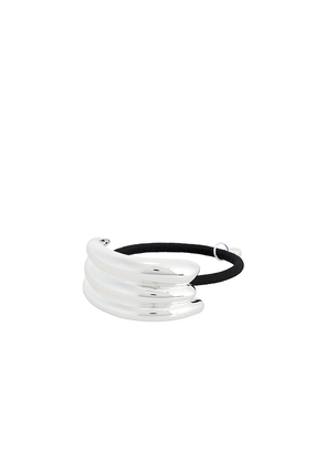 Ettika Modern Rows Hair Tie in Metallic Silver.