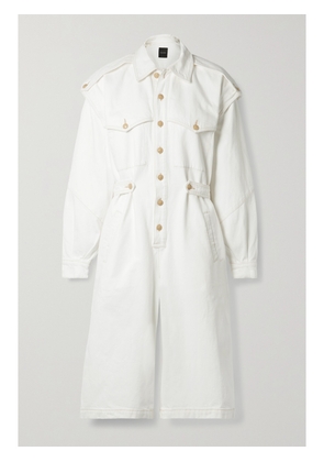 GOLDSIGN - The Cullotte Cropped Denim Jumpsuit - White - x small,small,medium,large