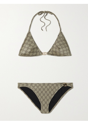Gucci - Embellished Printed Bikini - Neutrals - XXXS,XXS,XS,S,M,L,XL,XXXL