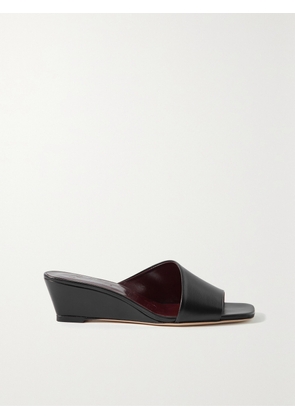 STAUD - Nevil Asymmetric Leather Wedge Mules - Black - IT35,IT35.5,IT36,IT36.5,IT37,IT37.5,IT38,IT38.5,IT39,IT39.5,IT40,IT40.5,IT41,IT41.5,IT42
