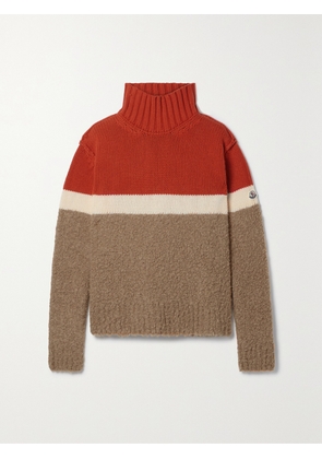 Moncler - Striped Wool-blend Turtleneck Sweater - Orange - xx small,x small,small,medium,large,x large,xx large