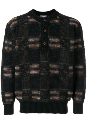 Issey Miyake Pre-Owned checked buttoned jumper - Black