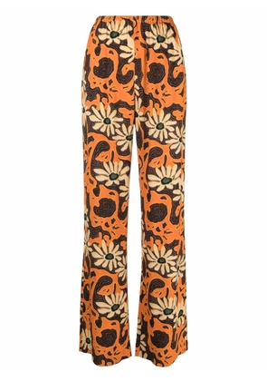 Nanushka floral wide-leg trousers - Orange