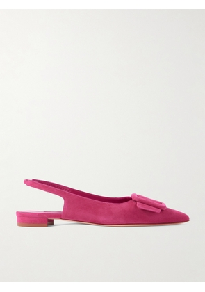 Manolo Blahnik - Maylura Buckled Suede Slingback Flats - Pink - IT35,IT36,IT36.5,IT37,IT37.5,IT38,IT38.5,IT39,IT39.5,IT40,IT40.5,IT41,IT41.5,IT42,IT43