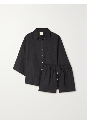 Deiji Studios - The 03 Washed-linen Shirt And Shorts Set - Black - XS/S,S/M,M/L,L/XL