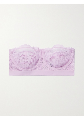 ELSE - Petunia Stretch-mesh And Corded Lace Underwired Strapless Balconette Bra - Purple - 34A,36A,32B,34B,36B,30C,32C,34C,36C,30D,32D,34D