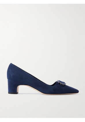 Manolo Blahnik - Fenix 50 Buckled Suede Pumps - Blue - IT35,IT36,IT36.5,IT37,IT37.5,IT38,IT38.5,IT39,IT39.5,IT40,IT40.5,IT41,IT41.5,IT42,IT43