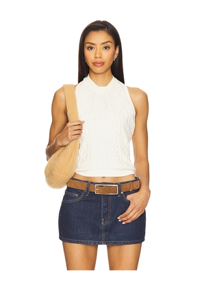 Central Park West Junie Cabled Halter Top in White. Size L. Also in M, S.