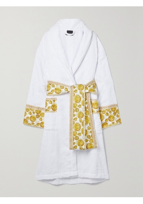 Versace - Printed Poplin-trimmed Cotton-terry Jacquard Robe - White - S,M,L,XL,2XL,3XL