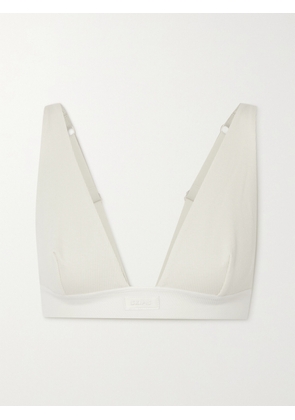 SKIMS - Plunge Ribbed Cotton-blend Jersey Bralette - Bone - White - XXS,XS,S,M,L,XL,2XL,3XL,4XL