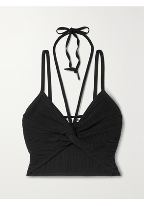 ANNA QUAN - Tori Cropped Cotton-blend Jersey Top - Black - UK 4,UK 6,UK 8,UK 10,UK 12,UK 14,UK 16