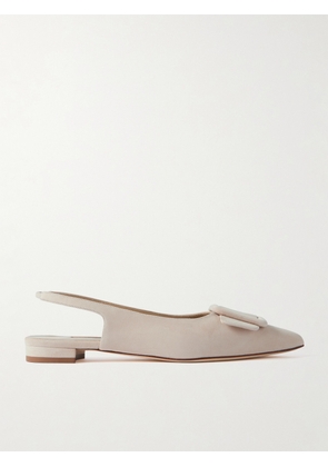 Manolo Blahnik - Maylura Buckled Suede Slingback Flats - Neutrals - IT35,IT35.5,IT36,IT36.5,IT37,IT37.5,IT38,IT38.5,IT39,IT39.5,IT40,IT40.5,IT41,IT41.5,IT42,IT42.5,IT43